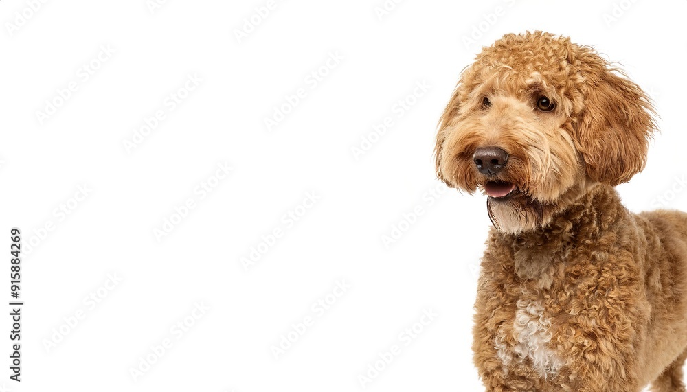 goldendoodle dog - Canis lupus familiaris - popular family dog, great with children isolated on white background cross between golden retriever and standard poodle goldendoodle dog - Canis lupus familiaris - popular family dog, great with children isolated on white background cross between golden retriever and standard poodle