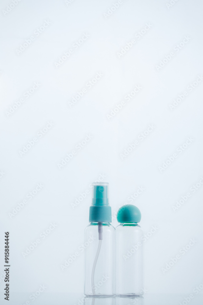 Means for face and body care. A complex of organic care products. Bottles for the transportation of cosmetics traveling by plane. Clean color palette. Means for face and body care. A complex of organic care products. Bottles for the transportation of cosmetics traveling by plane. Clean color palette.