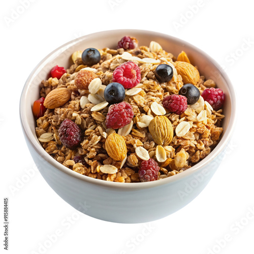 Muesli Granola On Bowl Isolated On Transparent Background