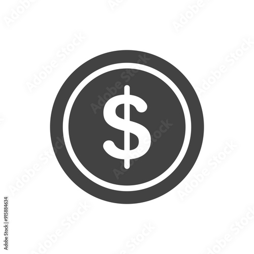 Dollar cents icon single coin, vector penny design element isolate.
