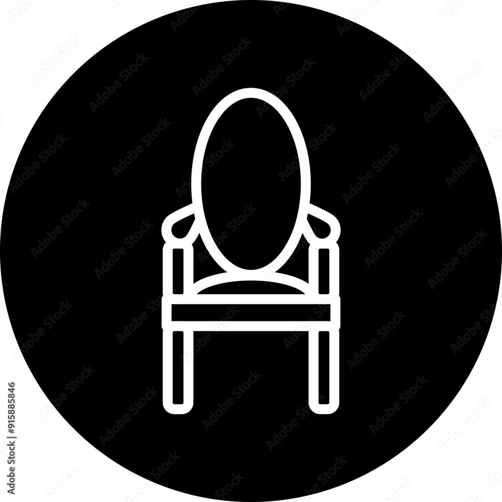 Arm Chair Vector Line White Circle Black Arm Chair Vector Line White Circle Black