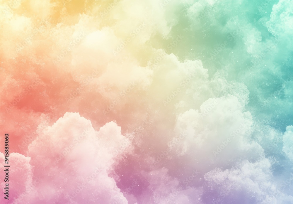 Fototapeta premium soft, pastel rainbow gradient background with delicate clouds for an ethereal and dreamy feel