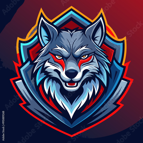 Wolf mascot esport game logo illustration for sport game team