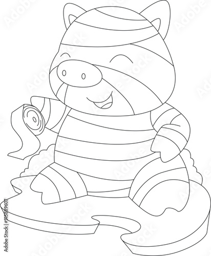 Obraz na płótnie Pig Halloween Mummy Animal Vector Graphic Art Illustration