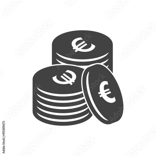 Euro cents icon single coin, vector penny design element isolate...