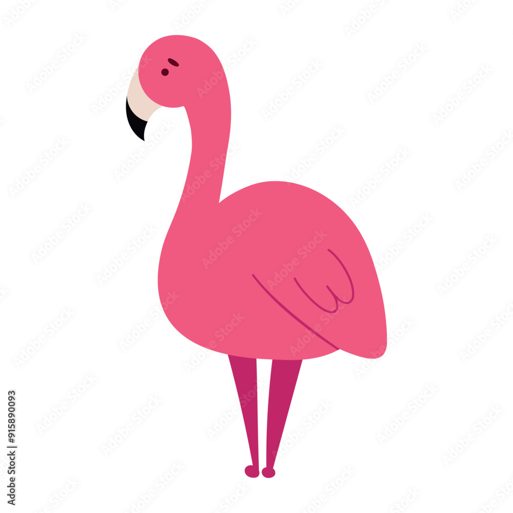 Cute animal in hand draw flat style.Flamingo isolated on white background. Vector illustration.Kids, childish graphic. Farm, wild, zoo, forest animals.Cartoon. Cute animal in hand draw flat style.Flamingo isolated on white background. Vector illustration.Kids, childish graphic. Farm, wild, zoo, forest animals.Cartoon.