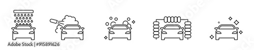 Car Wash. Car Wash Icon Set. Car Wash Service Icons. Car Wash Icons in Thin Line Vector icons.