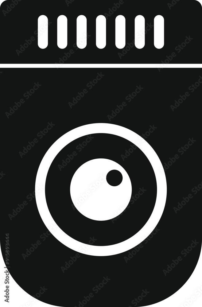 Black and white icon of a digital door viewer featuring a fisheye lens Black and white icon of a digital door viewer featuring a fisheye lens