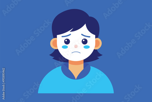 A character with a sorrowful expression is shown against a blue background, reflecting the themes of Blue Monday and emotional struggles