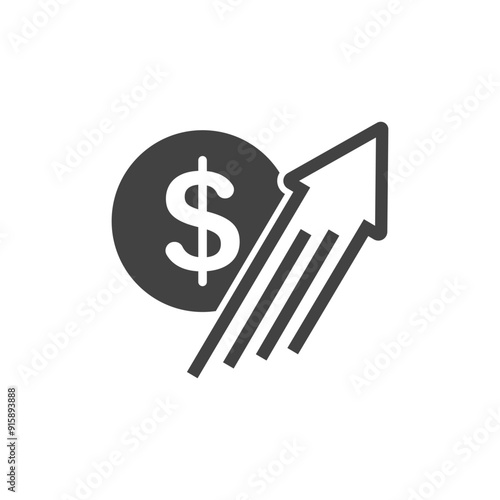 Dollar rate increase sign, Money payout investment icon, Dollar growth vector sign isolated.