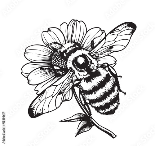 bee on flower simple clean and elegance