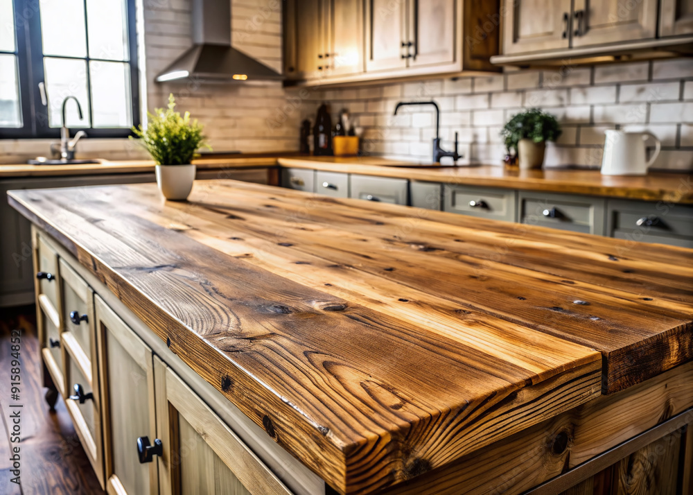 Rustic wooden countertop with a distressed, weathered texture, featuring prominent grain patterns, cracks, and scratches, evoking a sense of vintage charm and natural authenticity. Rustic wooden countertop with a distressed, weathered texture, featuring prominent grain patterns, cracks, and scratches, evoking a sense of vintage charm and natural authenticity.
