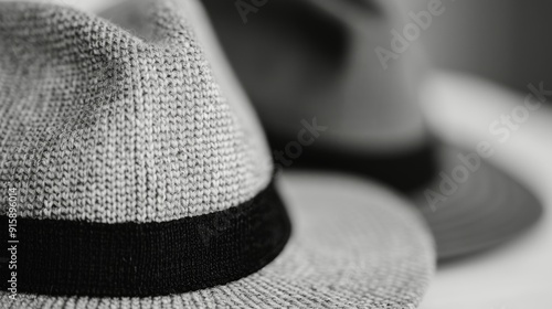 Stylish Knit Hats Displayed at Outdoor Market in Early Autumn