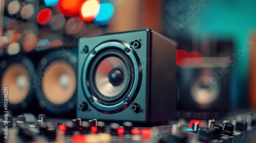 Wallpaper Mural Modern Audio Speakers on Display in a Stylish Home Studio Environment Torontodigital.ca