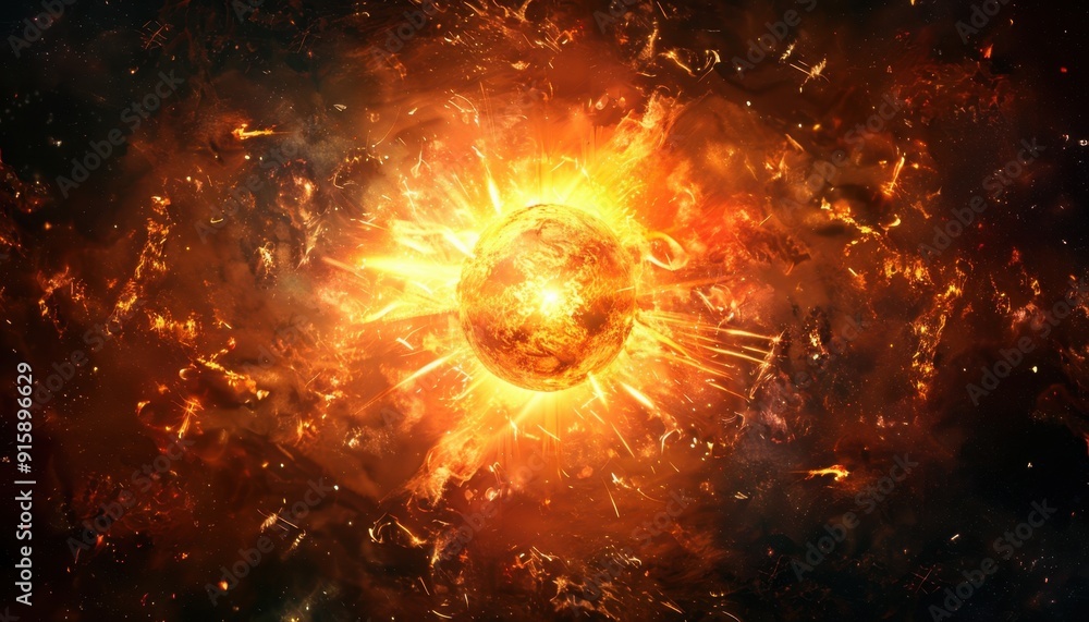 Explosive Solar Event Erupts in Space Amidst Colorful Cosmic Background Explosive Solar Event Erupts in Space Amidst Colorful Cosmic Background