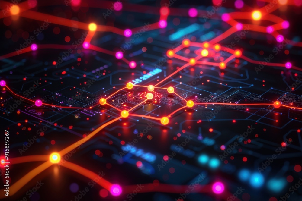 Abstract image of a circuit board with many colorful lights Abstract image of a circuit board with many colorful lights