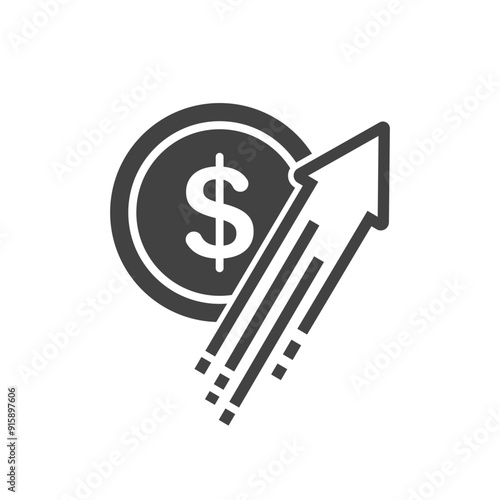 Dollar rate increase sign, Money payout investment icon, Dollar growth vector sign isolated.