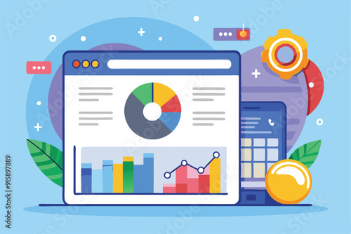 Colorful browser statistics showcase graphs and charts, illustrating data analysis and performance metrics related to web engagement and user behavior