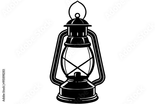 Vintage lantern pendant lamp silhouette, lamp icon vector
