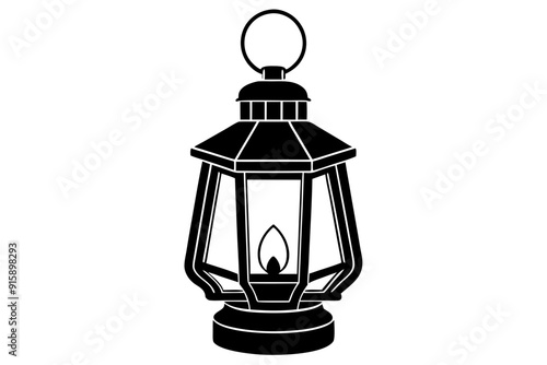 Vintage lantern pendant lamp silhouette, lamp icon vector
