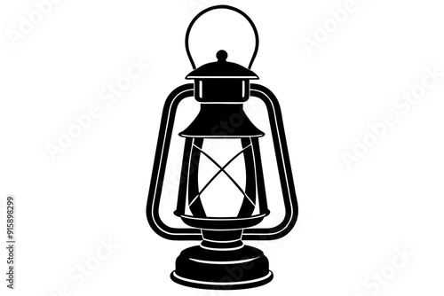 Vintage lantern pendant lamp silhouette, lamp icon vector
