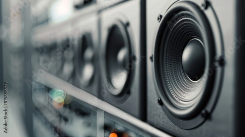 Modern Audio Speakers on Display in a Stylish Home Studio Environment