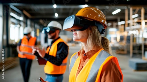 Foreman inspects a construction site in virtual reality
