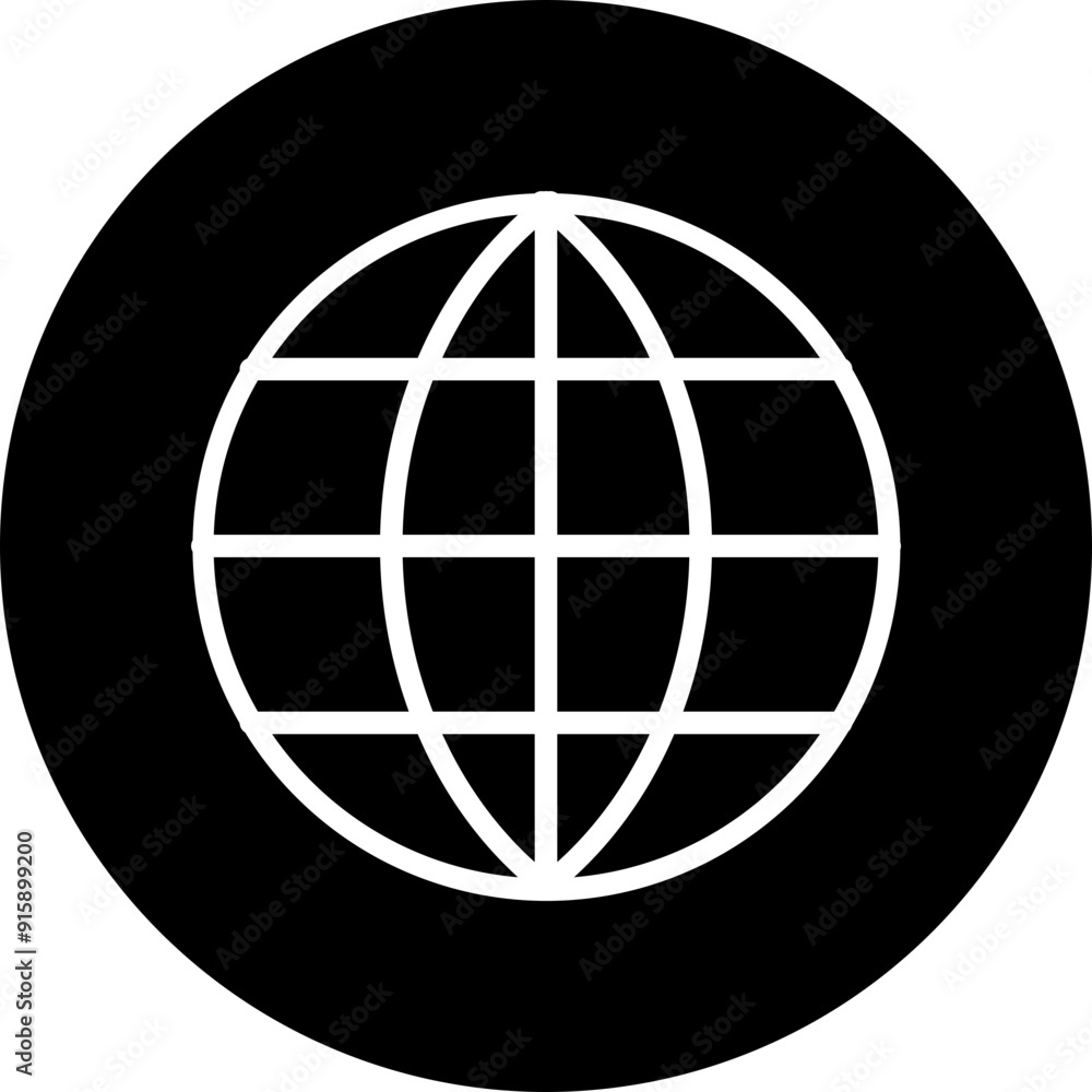Globe Vector Line White Circle Black Globe Vector Line White Circle Black