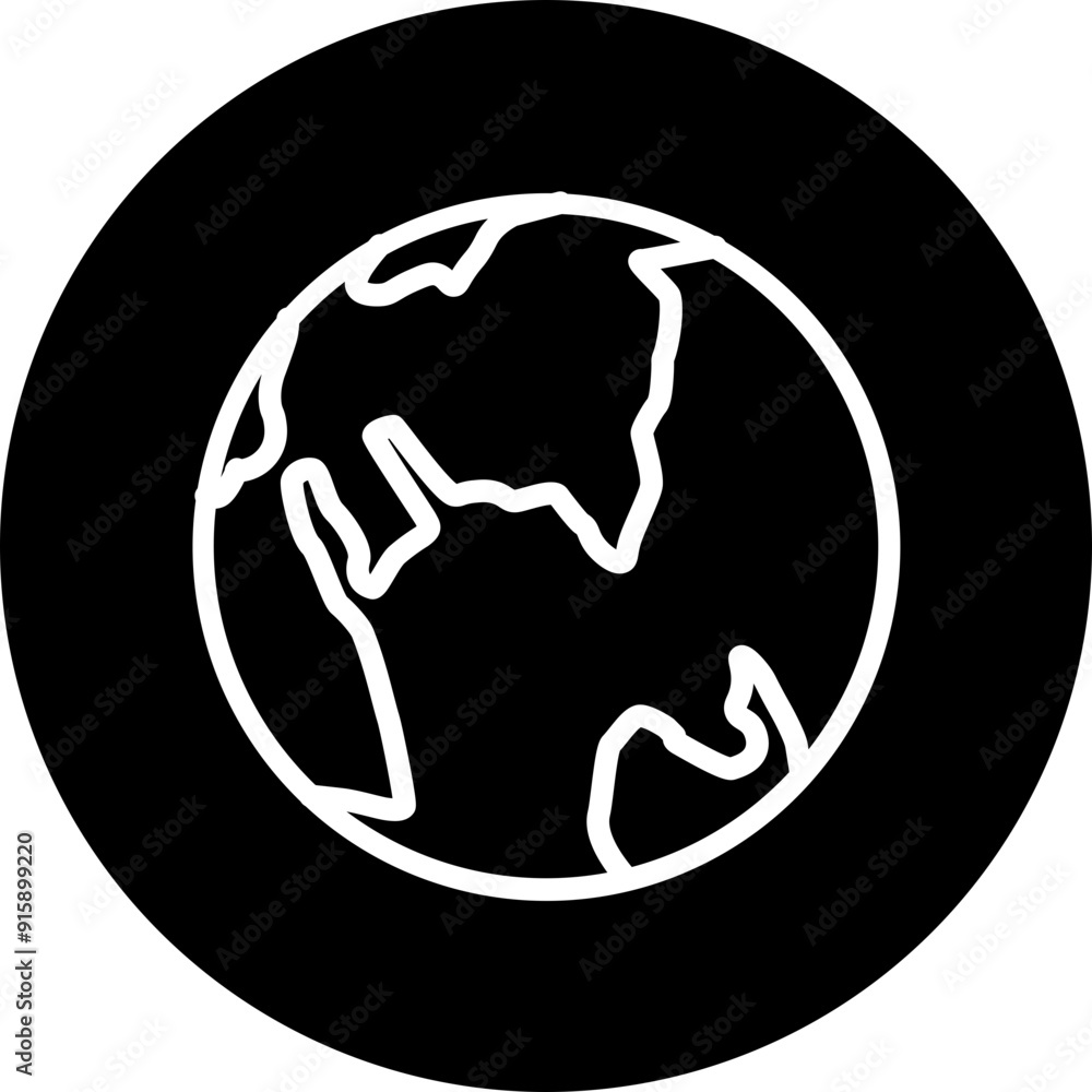 Earth Vector Line White Circle Black Earth Vector Line White Circle Black