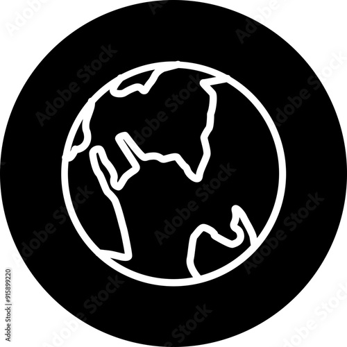Earth Vector Line White Circle Black