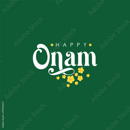Happy Onam Typography Vector Design, Onam Festival Kerala