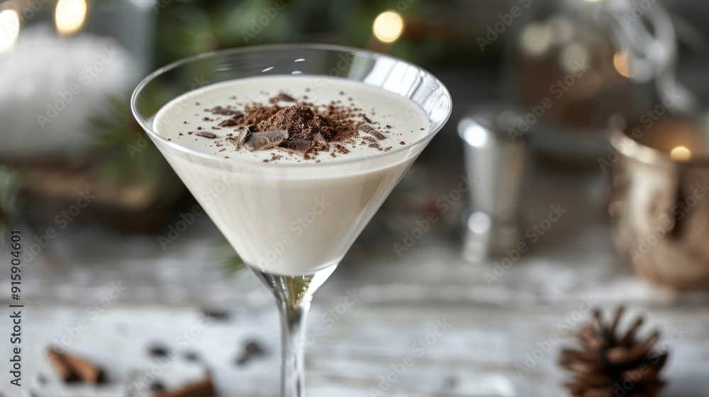 Alexander 2 cocktail in a glass and decorated with grated nutmeg. Alexander 2 cocktail in a glass and decorated with grated nutmeg.