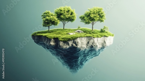 Floating Island with Trees