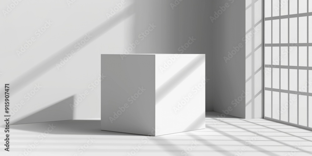 A simple white pedestal sits in a room with a window, providing a minimalist backdrop for decoration or display A simple white pedestal sits in a room with a window, providing a minimalist backdrop for decoration or display