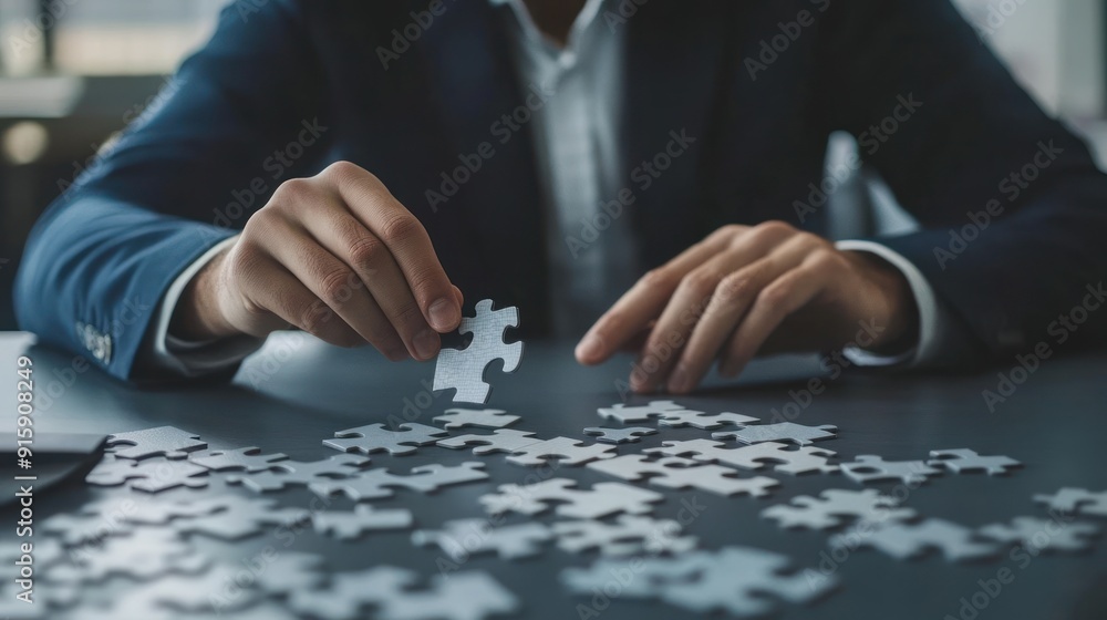Businessman Solving Puzzle Businessman Solving Puzzle