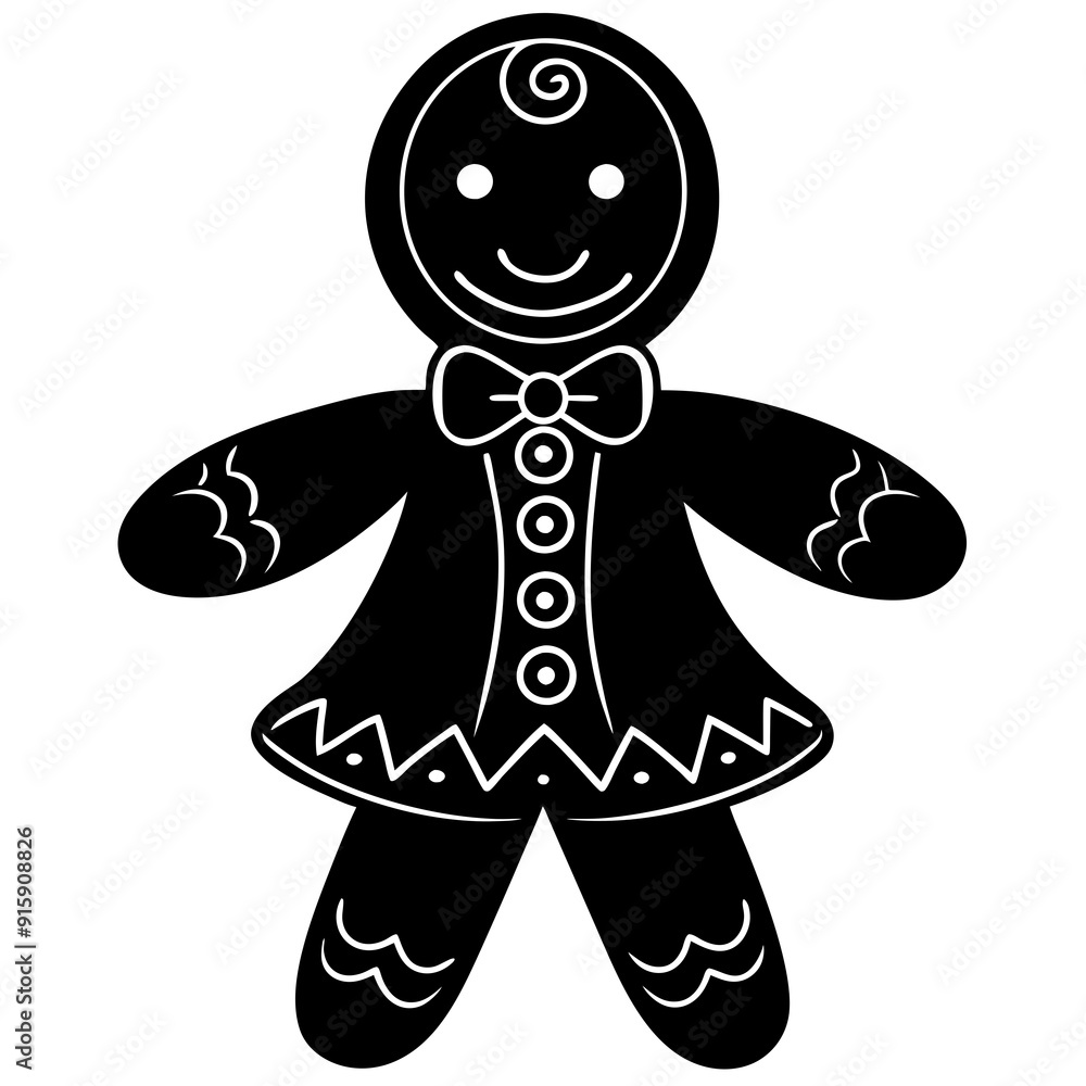 
Gingerbread man silhouette, Gingerbread man holiday biscuit vector icon
