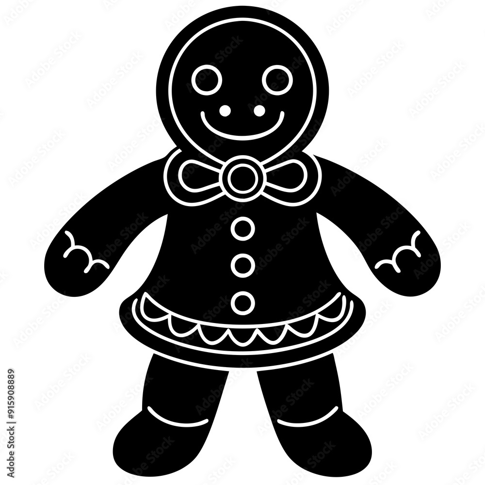 Obraz premium Gingerbread man silhouette, Gingerbread man holiday biscuit vector icon
