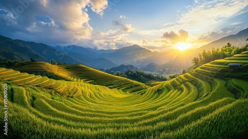 Golden Rice Terraces at Sunset