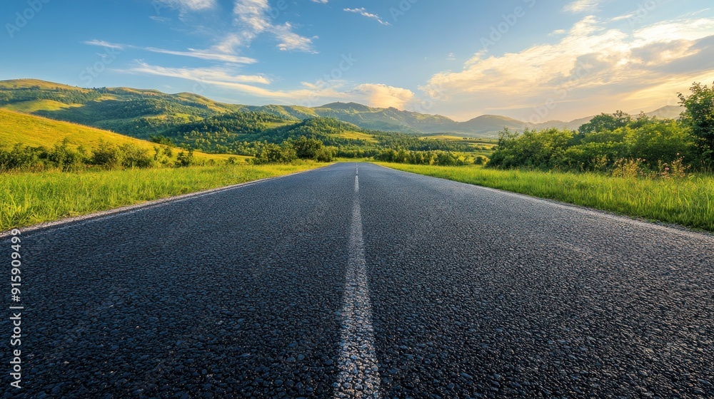 Naklejka premium Empty Road Winding Through Mountain Landscape