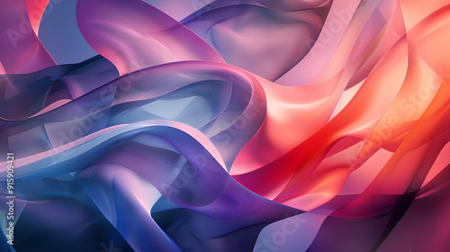 Wallpaper Mural Colorful Abstract Digital Art with Flowing Geometric Shapes and Vibrant Gradient Colors Torontodigital.ca