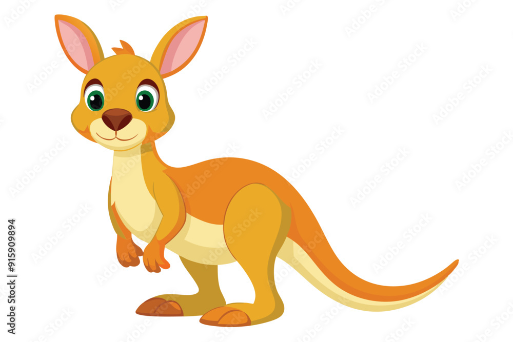 A cheerful cartoon kangaroo stands playfully with a smile, showcasing its vibrant colors and friendly demeanor, perfect for children's art and character design A cheerful cartoon kangaroo stands playfully with a smile, showcasing its vibrant colors and friendly demeanor, perfect for children's art and character design