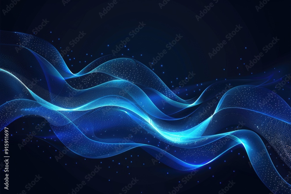 A dark background with blue waves and stars A dark background with blue waves and stars