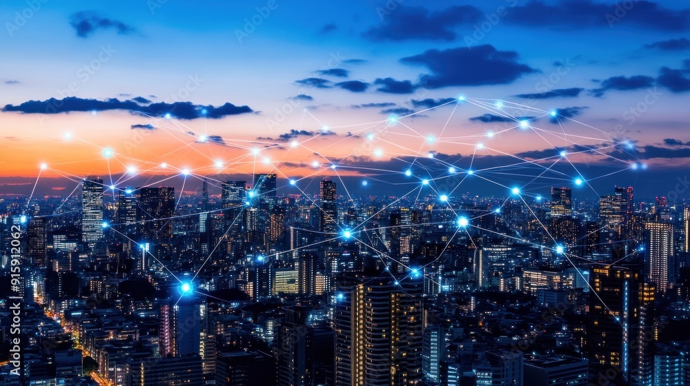 custom made wallpaper toronto digitalCityscape with Network Connection