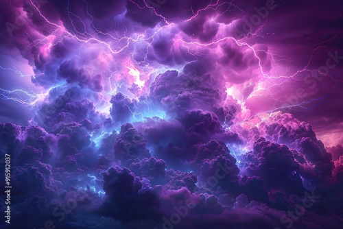 Purple Stormy Sky with Lightning