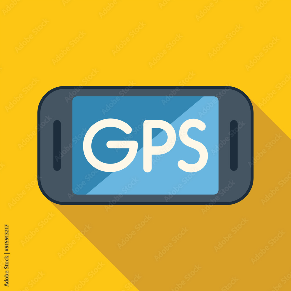 Smartphone displaying gps navigation system on yellow background Smartphone displaying gps navigation system on yellow background