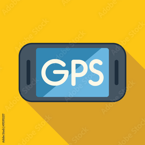 Smartphone displaying gps navigation system on yellow background