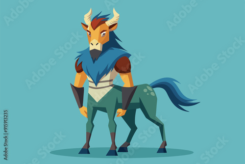 A customizable centaur character stands confidently with a striking blend of features, featuring a horse body and a humanoid upper body