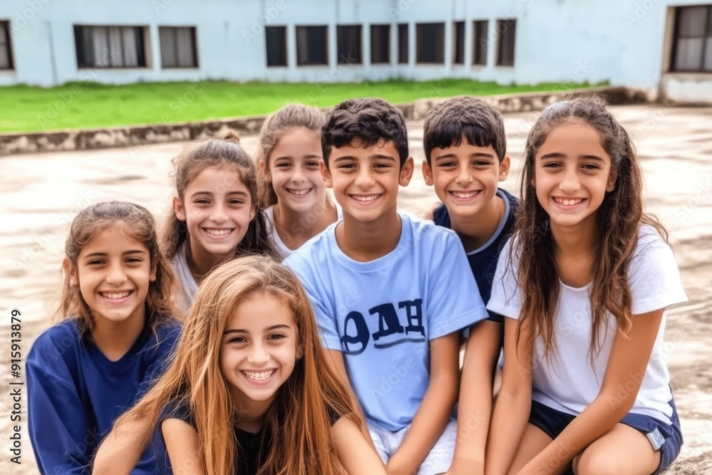 Group of Happy Children Smiling Outdoors - Social Good and Community Fun Group of Happy Children Smiling Outdoors - Social Good and Community Fun