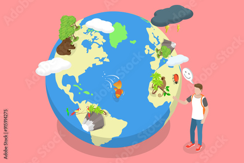 3D Isometric Flat Vector Illustration of Biodiversity, Diverse Wildlife Ecosystem