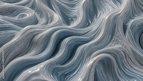 Tranquil Wave Abstract Background in Icy Blue and Silver